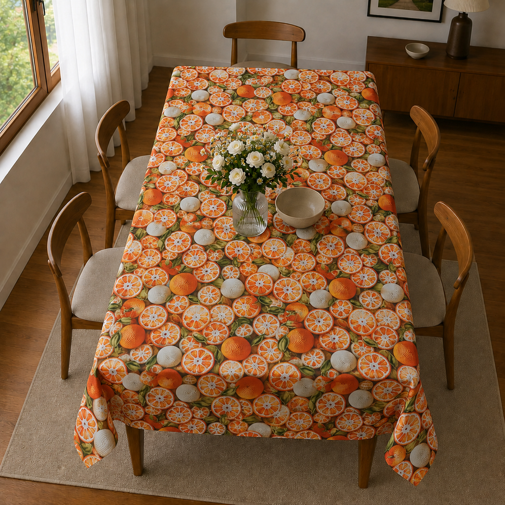 Su Geçirmez Kumaş Masa Örtüsü - 120x180 cm | Portakal